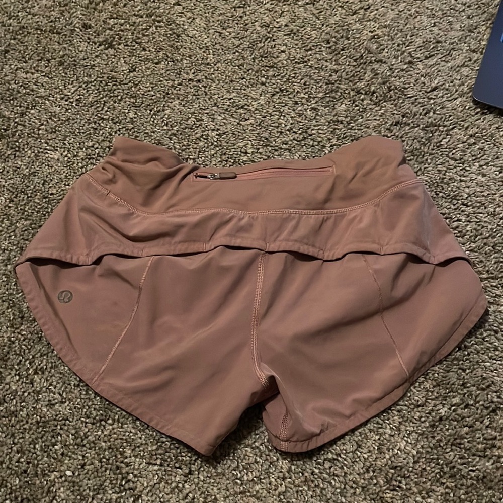 lululemon pink speed up shorts size 2